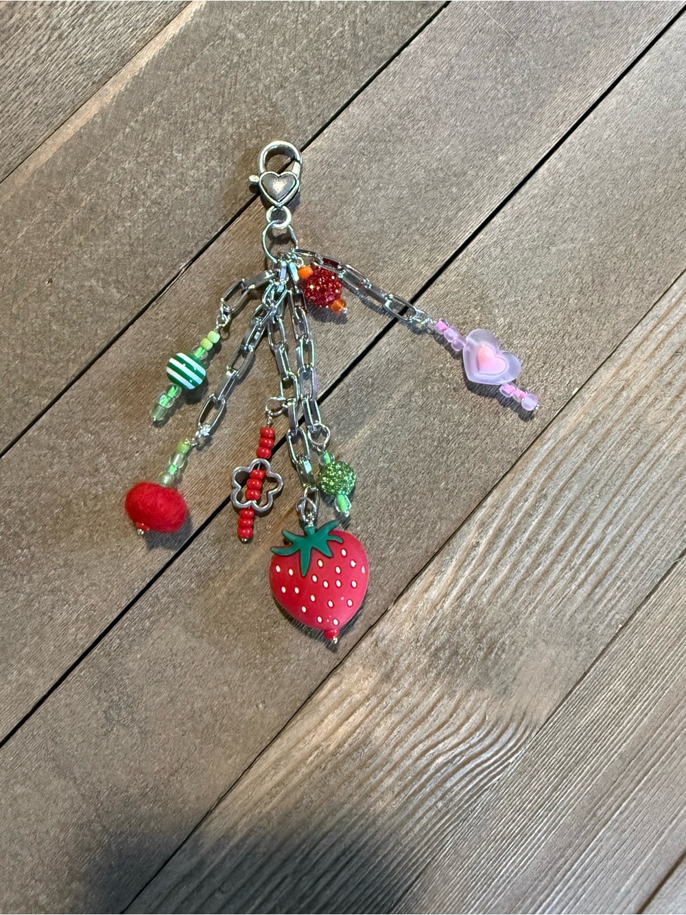 Adorable Handmade By Susie Puffy Strawberry Key Purse Charm NWOT 🍓💗